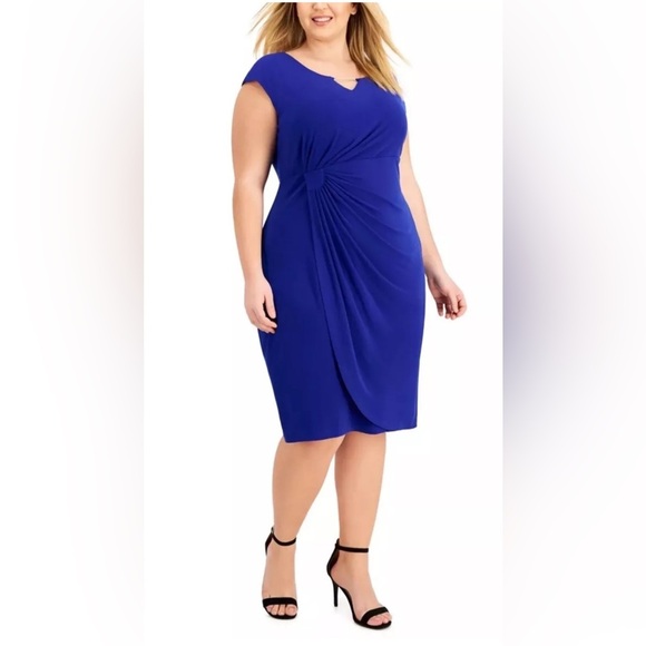 connected apparel Dresses & Skirts - NEW CONNECTED APPAREL Plus 22W Blue Side Tab Pullover Cap Sleeve Sheath Dress